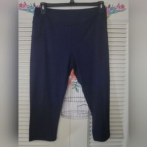 Plus-Size Stretch Navy Leggings with Smooth Waistband
